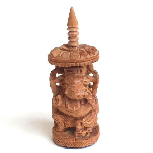 Sandalwood Hand Carved Antique Wooden 3” Elephant (Ganesh) Figurine from India - Picture 8 of 13
